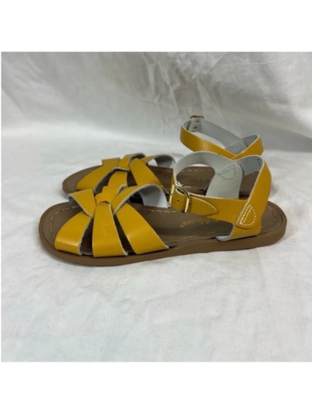 Salt water 100% leather kids strappy mustard yellow sandals NWOB